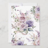 Invitation Fleurs Roses violettes et bleues Enregistrer la da (Dos)