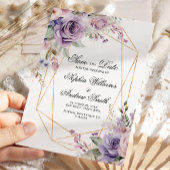 Invitation Fleurs Roses violettes et bleues Enregistrer la da