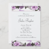 Invitation Fleurs Roses Violettes Fête Douce Seize Ans Violet (Dos)