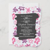 Invitation Fleurs roses Whimsical Retro Fête des mariées Moti (Dos)