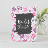 Invitation Fleurs roses Whimsical Retro Fête des mariées Moti (Debout devant)