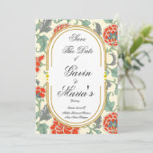 Invitation Fleurs rouges avec feuilles vertes (Debout devant)