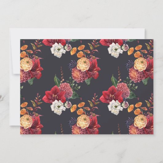 Invitation Fleurs rouges Ballons à air chaud Bébé saupoudré (Dos)