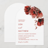 Invitation Fleurs Rouges Blanches (Devant / Derrière)