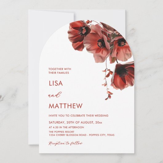 Invitation Fleurs Rouges Blanches (Devant)