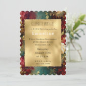 Invitation Fleurs rouges blanches vertes (Debout devant)