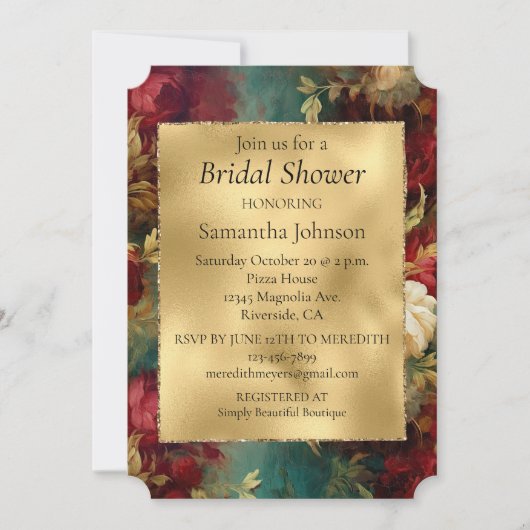 Invitation Fleurs rouges blanches vertes (Devant)