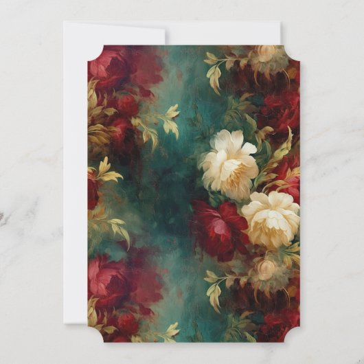 Invitation Fleurs rouges blanches vertes (Dos)