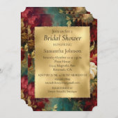 Invitation Fleurs rouges blanches vertes (Devant / Derrière)