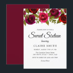 Invitation Fleurs Rouges Bourgogne Élégante Douce 16 Invitati<br><div class="desc">Fleurs Rouges Bourgogne Elegant Sweet 16 Invitation Collection Correspondance dans Niche and Nest store.</div>