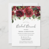 Invitation Fleurs rouges Bourgogne Fête des mariées Parties s (Devant)