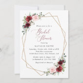 Invitation Fleurs Rouges Bourgogne, Fleurs Roses, Fête des ma (Devant)