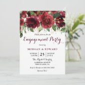 Invitation Fleurs rouges Bourgogne Gold Parties scintillant (Debout devant)