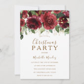 Invitation Fleurs rouges bourguignonnes Parties scintillant d (Devant)