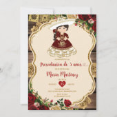 Invitation Fleurs Rouges Bourguignonnes Presentación De Tres  (Devant)