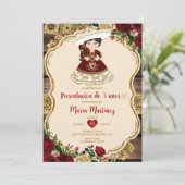 Invitation Fleurs Rouges Bourguignonnes Presentación De Tres  (Debout devant)