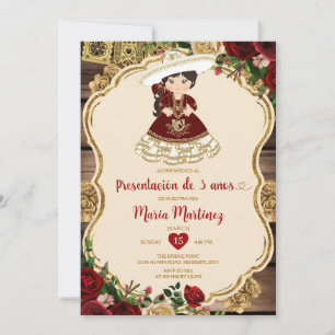 Invitation Fleurs Rouges Bourguignonnes Presentación De Tres