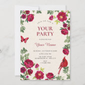Invitation Fleurs rouges branche (Devant)