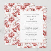Invitation Fleurs Rouges Chic Mariage Élégant (Devant / Derrière)