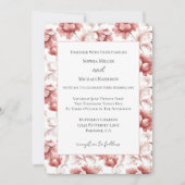 Invitation Fleurs Rouges Chic Mariage Élégant (Devant)