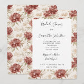 Invitation Fleurs Rouges Crème Baby Shower (Devant / Derrière)