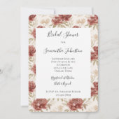 Invitation Fleurs Rouges Crème Baby Shower (Devant)