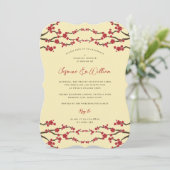 Invitation Fleurs rouges de cerisiers Sakura Wedding shower a (Debout devant)
