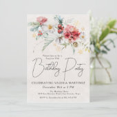 Invitation Fleurs rouges d'hiver 19e anniversaire Surprise Pa (Debout devant)