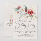 Invitation Fleurs rouges d'hiver 30e anniversaire Surprise Pa (Devant / Derrière)