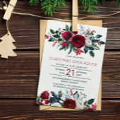 Invitation Fleurs rouges d'hiver moderne maison ouverte de No