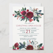Invitation Fleurs rouges d'hiver moderne maison ouverte de No (Devant)