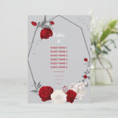 Invitation fleurs rouges et blanches assise tableau numéro du (Debout devant)