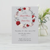 Invitation fleurs rouges et blanches couronne douche nuptiale (Debout devant)