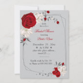 Invitation fleurs rouges et blanches douche géométrique (Devant)