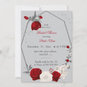 Invitation fleurs rouges et blanches douche géométrique (Devant)