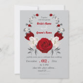 Invitation fleurs rouges et blanches mariage de couronne bota (Devant)