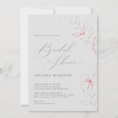 Invitation Fleurs rouges et grises élégantes et simples pour  (Devant)