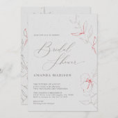 Invitation Fleurs rouges et grises élégantes et simples pour  (Devant / Derrière)