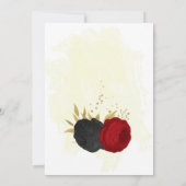 Invitation fleurs rouges et noires or mariage (Dos)