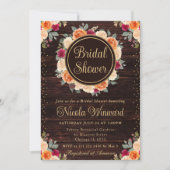 Invitation Fleurs rouges et orange Fête des mariées de couron (Devant)