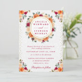 Invitation Fleurs rouges et orange Mariage de couronne (Debout devant)