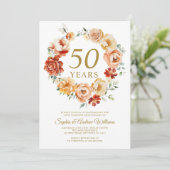 Invitation Fleurs rouges et roses 50e anniversaire (Debout devant)