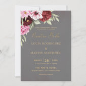 Invitation Fleurs rouges et roses Nuestra Boda (Devant)