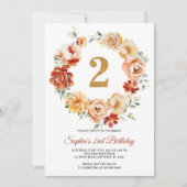 Invitation Fleurs rouges et roses rousses Wreath 2e anniversa (Devant)
