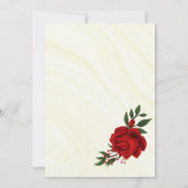 Invitation fleurs rouges feuillage or couronne mariage (Dos)