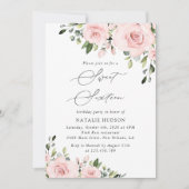 Invitation Fleurs Rouges, Fleurs Roses, Verdure, Doux 16 (Devant)