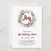 Invitation Fleurs rouges, fleurs rouges, baies Joie fête de N (Devant)