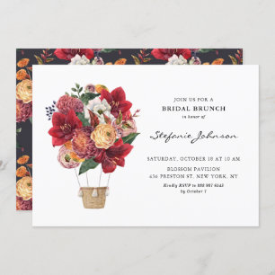 Invitation Fleurs rouges Hot Air Balloon Bridal Brunch