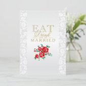 Invitation Fleurs Rouges Mangent, Boivent et Se Marient (Debout devant)
