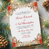 Invitation Fleurs rouges Noël Mariage d'hiver